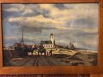 Klassiek schilderij Dorp/Zeezicht Katwijk aan Zee. Koekoek., Antiek en Kunst, Ophalen of Verzenden