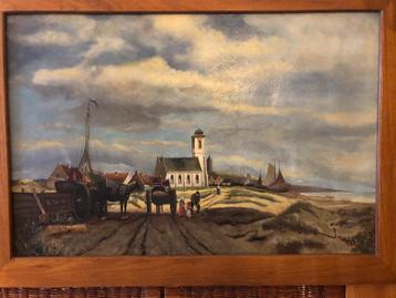 Klassiek schilderij Dorp/Zeezicht Katwijk aan Zee. Koekoek. beschikbaar voor biedingen
