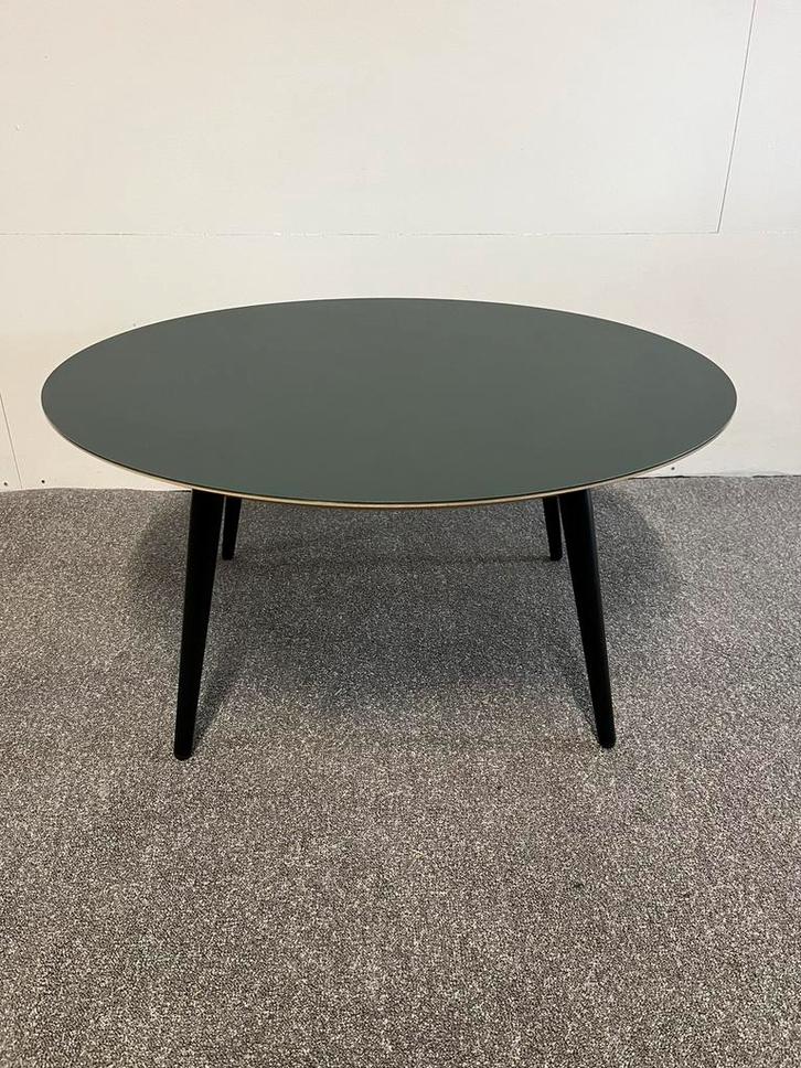 Ronde salontafel donkergroen linoleum 75cm, Huis en Inrichting, Tafels | Salontafels, Zo goed als nieuw, Minder dan 50 cm, 50 tot 100 cm