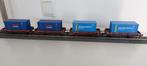 4 Märklin plattewagons beladen met containers, Wisselstroom, Wagon, Ophalen of Verzenden, Zo goed als nieuw