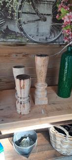 Houten Kandelaars - Set van 4, Huis en Inrichting, Woonaccessoires | Kandelaars en Kaarsen, Gebruikt, 25 tot 50 cm, Ophalen of Verzenden