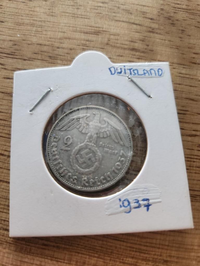 Duitse 2 Reichsmark 1937 - Zilveren Munt, Ophalen of Verzenden, Duitsland, Losse munt, Zilver