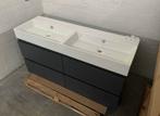 Badkamermeubelset antraciet - dubbele wastafel met spiegel, Huis en Inrichting, Ophalen, 100 tot 150 cm, Nieuw, Minder dan 100 cm