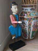 Zeldzaam antiek chinees houten muzikant Beeld €79, Antiek en Kunst, Ophalen of Verzenden