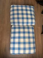 2 zitkussens van dons 70x80cm, Huis en Inrichting, Woonaccessoires | Kussens, Ophalen, Gebruikt, Blauw, Rechthoekig
