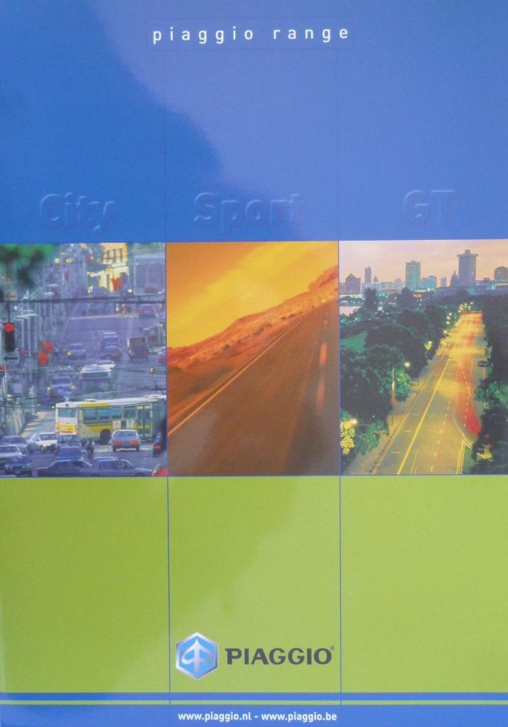 Folder PIAGGIO Range + Prijslijst 2001, Fietsen en Brommers, Handleidingen en Instructieboekjes, Nieuw, Ophalen of Verzenden