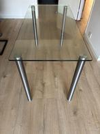 Glazen eetkamertafel, Huis en Inrichting, Tafels | Eettafels, Ophalen, Gebruikt, 50 tot 100 cm, Glas
