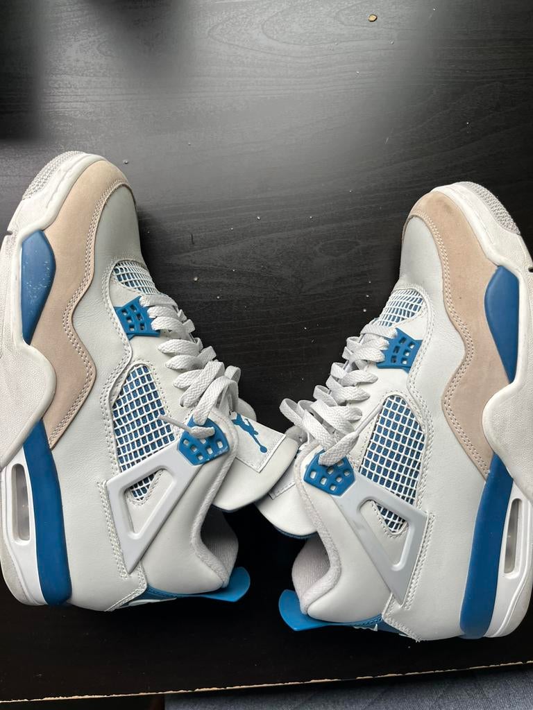 Air jordan 4 military blue, Ophalen of Verzenden, Zo goed als nieuw, Wit