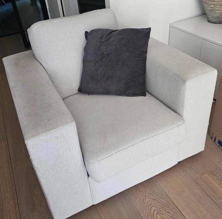 Fauteille wit/grijs, Huis en Inrichting, Banken | Sofa's en Chaises Longues, Gebruikt, Eenpersoons, Minder dan 150 cm, Stof, Ophalen