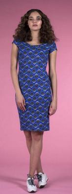 Blauwe Juffrouw Jansen jurk met schelp motief maat M, Ophalen of Verzenden, Zo goed als nieuw, Blauw