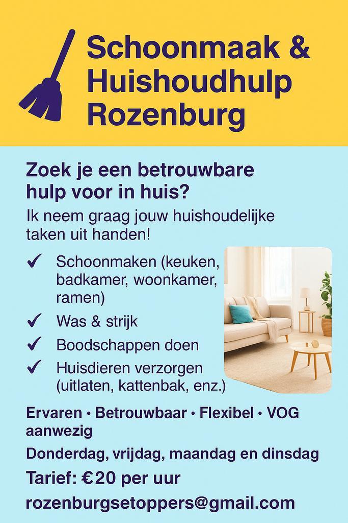 Schoonmaakster, Vacatures, Vacatures | Schoonmaak en Facilitaire diensten, MBO, Vanaf 5 jaar, Overige vormen, Variabele uren
