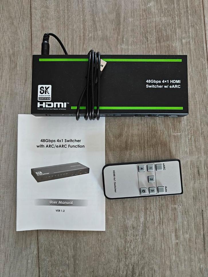 8K HDMI Switcher 4x1 met eARC - Nieuw, Audio, Tv en Foto, Converters, Nieuw, Ophalen of Verzenden