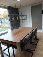 COMPLEET, Hanglamp, Eettafel met 6 Stoelen., Huis en Inrichting, Ophalen of Verzenden, Zo goed als nieuw, 75 m² of meer, Laminaat