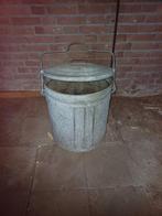 Vintage Metalen Vuilnisbak met Deksel, Huis en Inrichting, Ophalen, Gebruikt, 50 tot 75 cm, Metaal