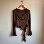 Brown Boho Flared Assymetrical Top Longsleeve Lange Mouwen, Bruin, Ophalen of Verzenden, Zo goed als nieuw, Vintage