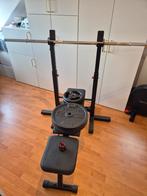 Decathlon Benchpress met Stang & Gewichten, Ophalen, Gebruikt, Krachtstation, Metaal