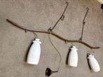 Hanglamp albast 3 kelken, Huis en Inrichting, Lampen | Hanglampen, Ophalen, Vintage, Zo goed als nieuw, Minder dan 50 cm
