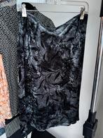 Vintage Y2K zwarte fluwelen midi rok met print, Vintage, Maat 42/44 (L), Vintage, Ophalen of Verzenden