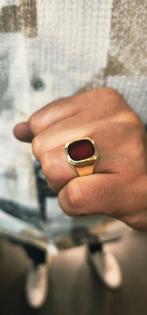 NU AFGEPRIJSD💥 Gouden zegelring 14k met Carneool rood steen, Heer, Ophalen of Verzenden, Zo goed als nieuw, Nvt