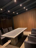 Grijze hardstenen tafel - 220x100 cm, Tuin en Terras, Ophalen, Gebruikt, Rechthoekig, Overige materialen