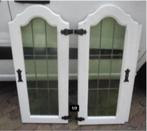 2 Oude Houten Deuren met Glas in Lood - 101x42cm, Ophalen of Verzenden