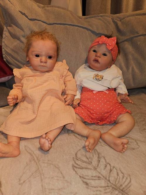 Twee handgemaakte meisjes poppen, Verzamelen, Poppen, Zo goed als nieuw, Pop, Levensecht of Reborn, Ophalen