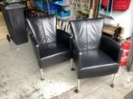 Zwart lederen eetkamerstoelen, Huis en Inrichting, Ophalen, Gebruikt, Zwart, Leer
