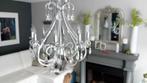 Zilverkleurige Kroonluchter met Glas, Huis en Inrichting, Lampen | Kroonluchters, Ophalen, Zo goed als nieuw, Glas, Modern