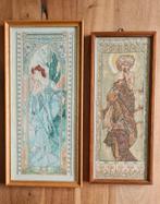 Unieke art nouveau kruissteekpanelen – alphonse mucha stijl!, Ophalen of Verzenden
