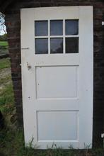 Oude houten deur, Doe-het-zelf en Verbouw, Deuren en Horren, 80 tot 100 cm, Minder dan 200 cm, Gebruikt, Glas