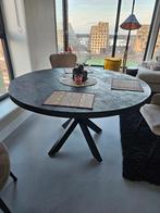 Mangohout eettafel 130cm zwart, Ophalen, Rustiek, Rond, Zo goed als nieuw