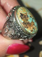 Ring maat 18.75 batu Pirus Serat Emas Indonesië, Sieraden, Tassen en Uiterlijk, Ringen, 18 tot 19, Ophalen of Verzenden, Zo goed als nieuw