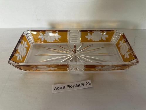 Boheems Kristal rechthoekig plat schaaltje / ADV#BoHgls 23, Antiek en Kunst, Antiek | Glas en Kristal, Ophalen
