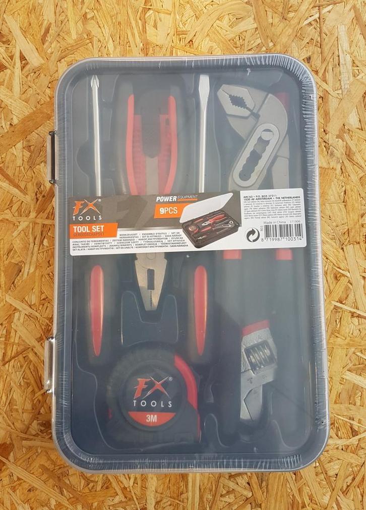 NIEUWE -FX-Tools 9-delige Gereedschapsset in koffer NU €9,99, Doe-het-zelf en Verbouw, Gereedschap | Handgereedschap, Ophalen of Verzenden