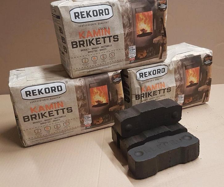 10 pak Bruinkool briketten REKORD, Tuin en Terras, Haardhout, Ophalen