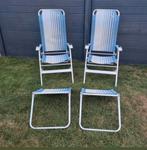 2 Bardani Strandstoelen + Voetenbankjes, Ophalen, Gebruikt, Aluminium, Verstelbaar