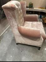 Luxe fauteuil met oren - Roze velvet, Huis en Inrichting, Minder dan 75 cm, Ophalen of Verzenden, Zo goed als nieuw, 75 tot 100 cm