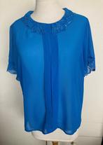 Maat: M / Blauwe top - blouse met kanten kraagje, Maat 38/40 (M), Blauw, Vila, Ophalen of Verzenden