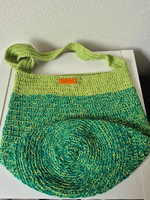 Zelfgehaakte " Floppy" bag Groen, Sieraden, Tassen en Uiterlijk, Tassen | Schoudertassen, Nieuw, Groen, Ophalen of Verzenden