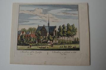 AMSTELVEEN ZUIDZIJDE GRAVURE handgekleurd 1737 Rademaker E17 beschikbaar voor biedingen