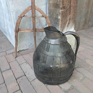 Franse wijnkan oude ciderkan wijnvat hout/metaal *Etage3* beschikbaar voor biedingen