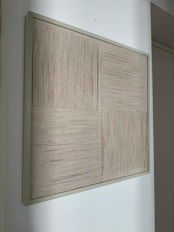 Uniek schilderij van 50 x 50 cm geweven beige, Huis en Inrichting, Woonaccessoires | Wanddecoraties, Zo goed als nieuw, Ophalen of Verzenden