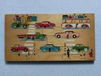 Oude houten Dopjes puzzel met auto's - Jaren '50 - '60, Antiek en Kunst, Antiek | Speelgoed, Ophalen of Verzenden