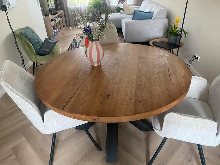Eetkamertafel robuust eiken  z.g.a.n., Huis en Inrichting, Tafelonderdelen, Zo goed als nieuw, 100 tot 150 cm, 100 tot 150 cm