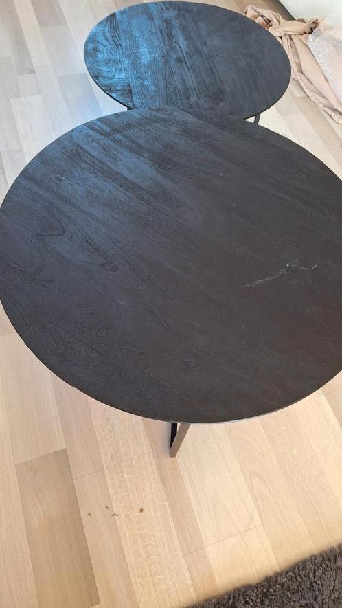 Mango hout zwart salontafels, Huis en Inrichting, Tafels | Eettafels, Zo goed als nieuw, 50 tot 100 cm, 50 tot 100 cm, Rond, Ophalen of Verzenden
