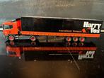 Tekno Scania met 3 asser huif Harry Vos, Hobby en Vrije tijd, Modelauto's | 1:50, Ophalen of Verzenden, Zo goed als nieuw, Bus of Vrachtwagen