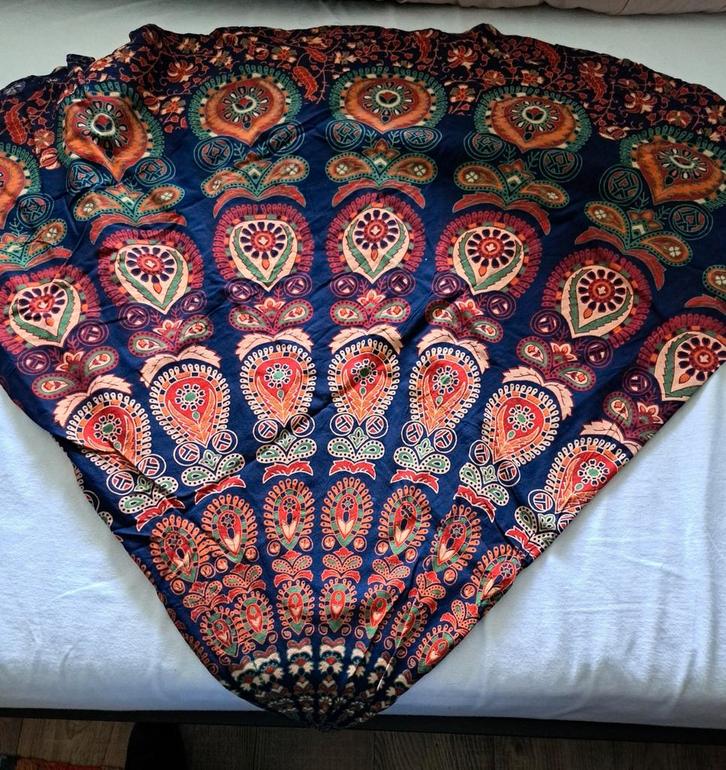 Rond kleed, katoen, Mandala opdruk.  Ø 180cm, Huis en Inrichting, Tafelkleden, Zo goed als nieuw, Rond, Ophalen of Verzenden