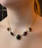 Granaat 14k gouden vintage dames ketting choker luxe, Voordeelsieraden, Verzenden, Zo goed als nieuw, Met edelsteen