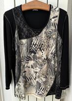 Erfo zwart/beige/goudkleurig shirt maat 46, Zwart, Erfo, Zo goed als nieuw, Shirt of Top