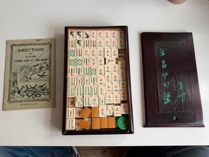 Vintage Mahjong Spel Been Bamboe majong, Hobby en Vrije tijd, Gezelschapsspellen | Overige, Zo goed als nieuw, Drie of vier spelers